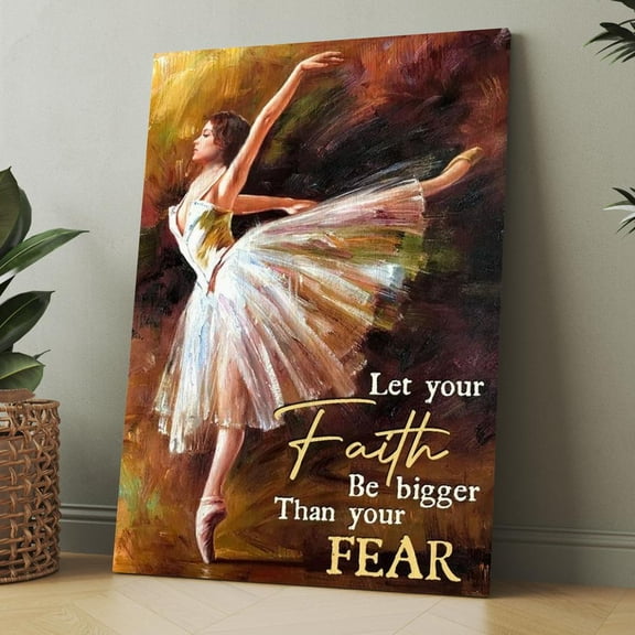 Watercolor Ballet Dancer Canvas Framed Wall Art Decor, Bible Verse Scripture Print, Inspirational Religious Wall Decor Gift