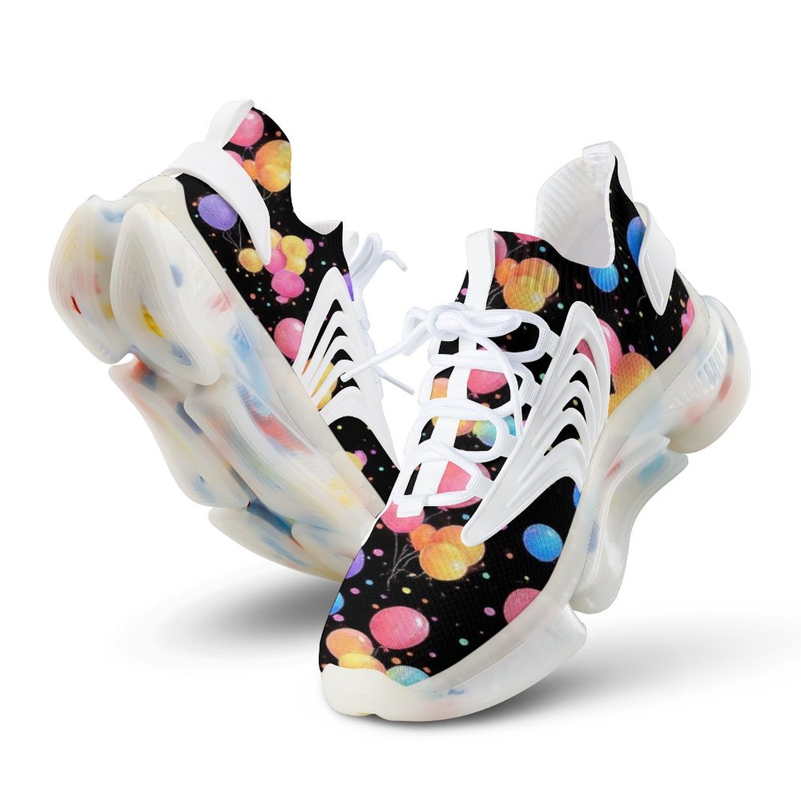 Watercolor Balloon On Black Walking Shoes for Men Woman Lightweight ...