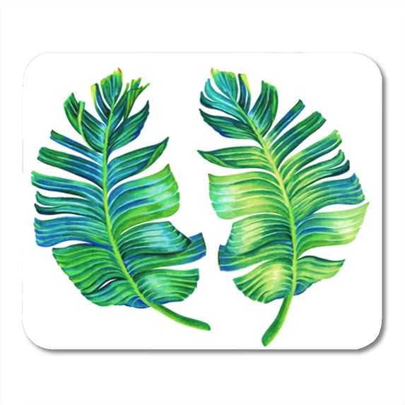 Watercolor Banana Palm Leaves Single Detailed Motifs in Vintage Botanic Mousepad Mouse Pad Mouse Mat 9x10 inch