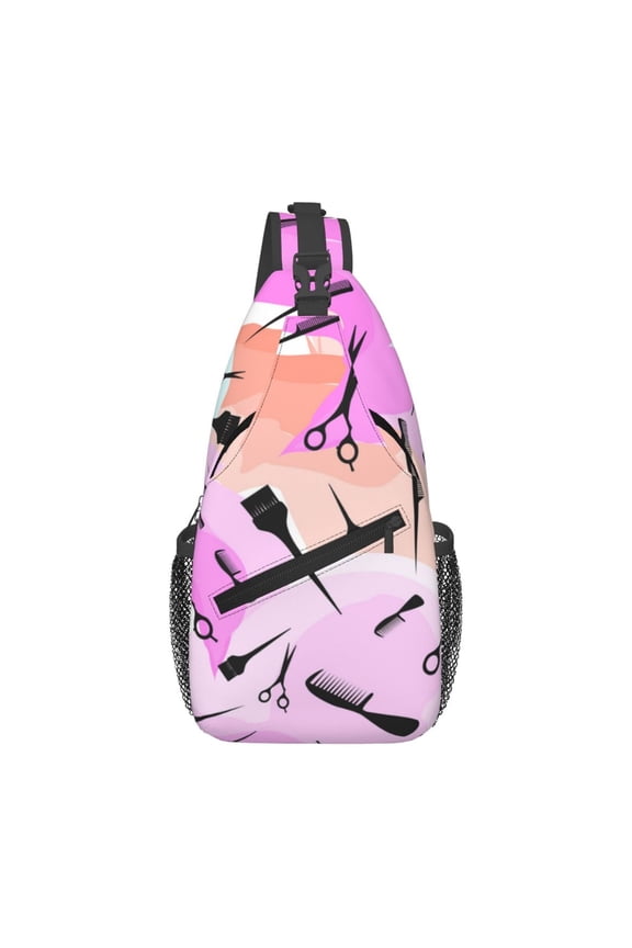 Watercolor Barbershop Barber Haircut Sling Backpack Shoulder Chest Crossbody Bag Causal Travel Hiking Daypack