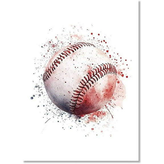 Watercolor Baseball Softball Helmet Glove Ball bat Art Posters Wall Art Canvas Painting Sport Art Print Children's Room Bedroom Wall Decor (SKU3,8 x12inch=(20 x30 cm),Unframed)