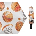 thumbnail image 1 of Watercolor Basketballs and Hoops All Weather Umbrella Triple Folding Parasol 6 Ribs UV Protection Portable, 1 of 8