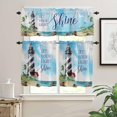 thumbnail image 1 of Watercolor Beach Lighthouse Kitchen Curtains and Valances Set, Cafe Curtains Tier Farmhouse Rod Pocket Half Window Curtain 24 Inch Length, 3 Piece Kitchen Curtain Set Let Your Light Shine, 1 of 6