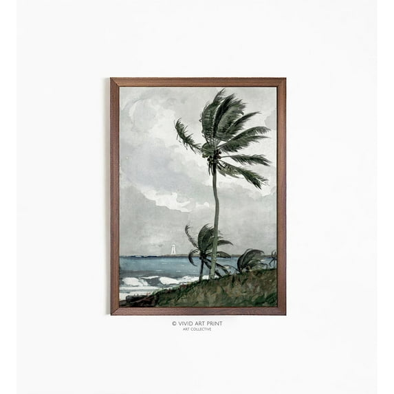 Watercolor Beach Painting Wall Art "Palm Tree" Home Decor, Vivid Art Print Wh-217 Wall Art, Modern Wall Decor, 24x36 UNFRAMED