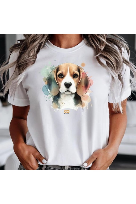 Watercolor Beagle T-S1Hirt_ Sweet Hound Dog Portrait
