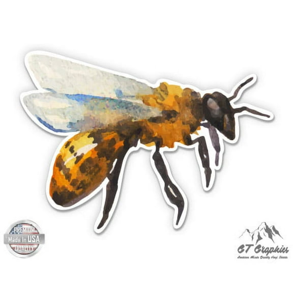Watercolor Bee - 3" Vinyl Sticker - For Car Laptop I-Pad Phone Helmet Hard Hat - Waterproof Decal