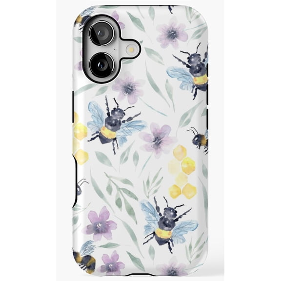 Watercolor Bee Pollinators Floral Art Summer Garden Phone Case for iPhone 17 16 15 14 13 12 11 Pro Max
