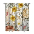 thumbnail image 1 of Watercolor Bee and Peony Shower Curtain – Artistic Floral Garden Pattern, Farmhouse Style, 72x84 Inches, 1 of 5