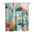 thumbnail image 1 of Watercolor Bee and Tropical Flower Shower Curtain – Artistic Botanical Print, 72x84 Inches with Hooks, 1 of 5