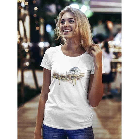 Watercolor Belgrade Serbian City T-Shirt Women -Image by Shutterstock, Female XX-Large
