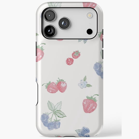 Watercolor Berries for iPhone Case 11 through 17 Pro Max - Strawberry Raspberry Blueberry Blackberry
