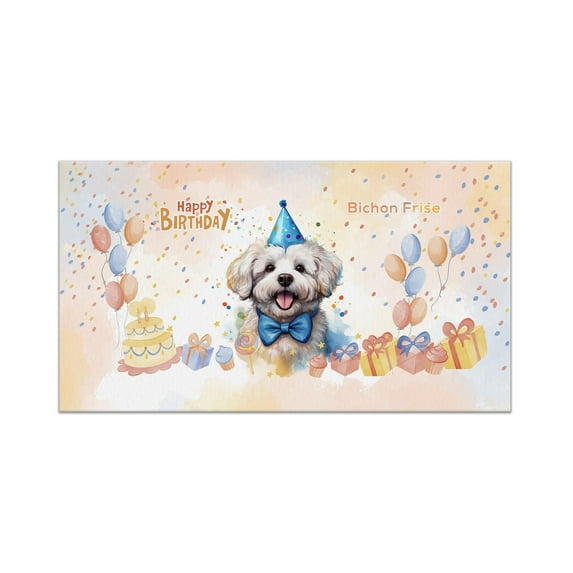 Watercolor Bichon Frise Happy Birthday Celebration Balloons Gift Party Doormat Bichons Dog Lovers Gifts Idea Indoor Outdoor Welcome Mat - 00028