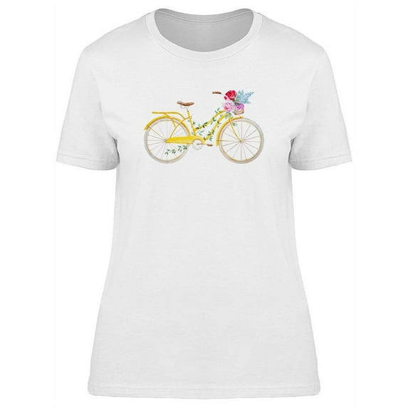 Watercolor Bicycle With Flowers T-Shirt Women -Image by Shutterstock, Female x-Large