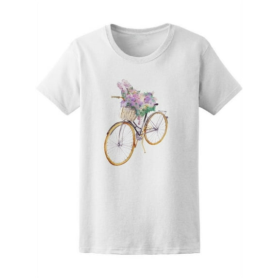 Watercolor Bicycle With Flowers Tee Women's -Image by Shutterstock