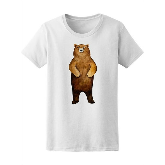 Watercolor Big Brown Bear T-Shirt Women -Image by Shutterstock, Female Medium