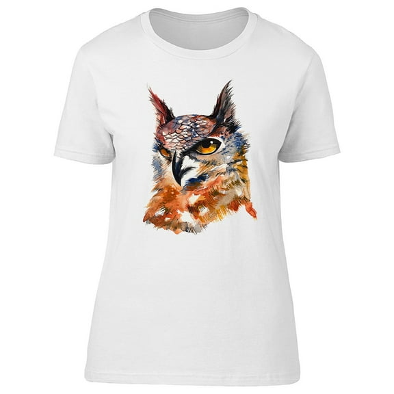 Watercolor Big Owl Portrait T-Shirt Men -Image by Shutterstock, Male 4X-Large