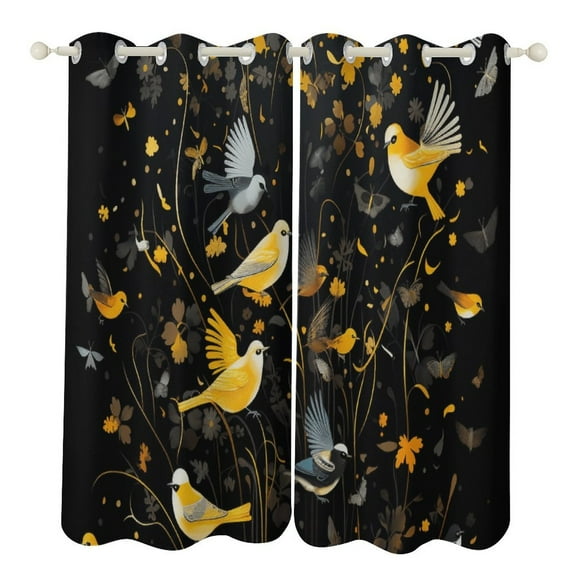 Watercolor Bird Blackout Curtains for Bedroom Curtains Insulated Room Darkening Window Drapes for Living Room
