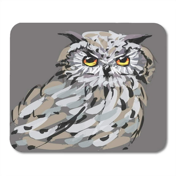 Watercolor Bird Grey Owl Realistic Yellow Beak Beautiful Drawing Mousepad Mouse Pad Mouse Mat 9x10 inch