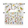thumbnail image 1 of Watercolor Bird Swag Kitchen Curtains Sets for Windows 24 Inch Length, Modern Spring Branch Colorful Leaf Short Window Curtain Panels Swags Valances and Tiers 3 Piece Set for Cafe/Dining Room, 1 of 5