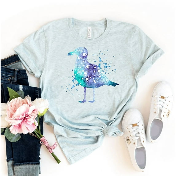 Watercolor Bird T-shirt Bohemian Shirt Summer Shirts Family Tee Birdwatcher Gift Women's Nature Top Animal Tshirt