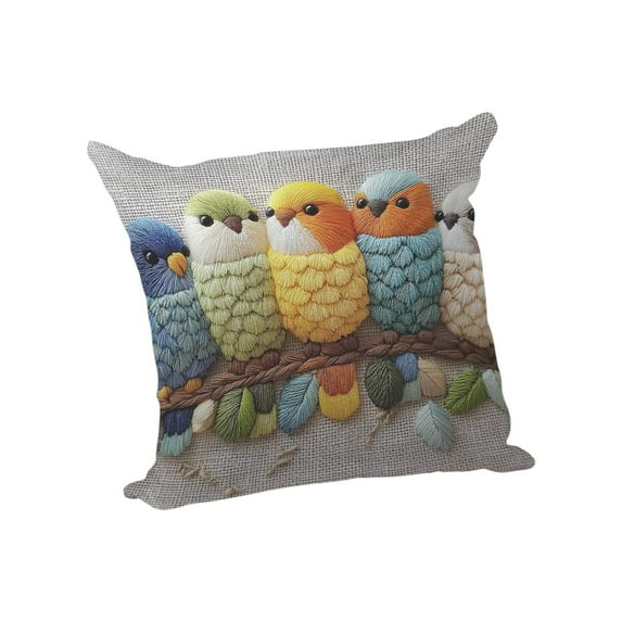 Watercolor Birds Pillows Decorative Throw Pillows,Hand-Painted Oil Painting Rustic Birds Lumbar Pillow Cases,Cute Colorful Spring Summer Decorations for Home Couch Sofa Outdoor
