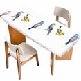 thumbnail image 1 of Watercolor Birds Table Cloths for 8 Foot Rectangle Tables, Spring Animal Rustic Patio Waterproof Elastic Fitted Tablecloths, Washable Rectangular Table Cover for Camping, 1 of 8