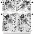 thumbnail image 1 of Watercolor Black Grey Floral Kitchen Curtains Set 3 Piece for Windows Curtains Valances and Tier Curtains 24 Inch Length, Rod Pocket Drapes Abstract Printed Curtains for Living Room Bedroom Bathroom, 1 of 6