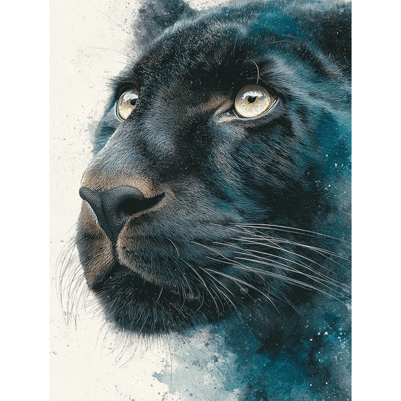 Watercolor Black Panther Canvas Print, Ready To Hang Wildlife Home Office Bedroom Living Room Wall Decor Art