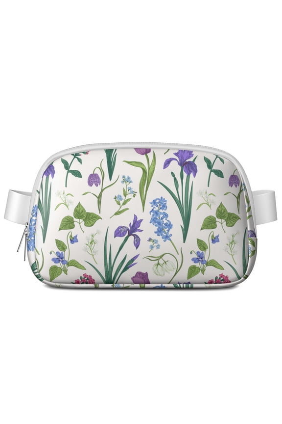 Watercolor Bloom Waist Bag – Romantic Floral Fanny Pack for Women with Country Charm & Tropical Leaves