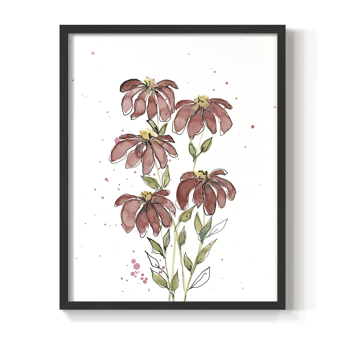 Watercolor Blooms II Framed Print in Black Solid Wood 11 x 14 Framed Print