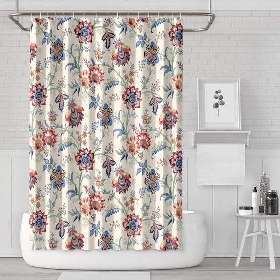 Watercolor Blossom and Garden Shower Curtain 72x72, Spring Floral Nature Decor, Quick-Dry Polyester