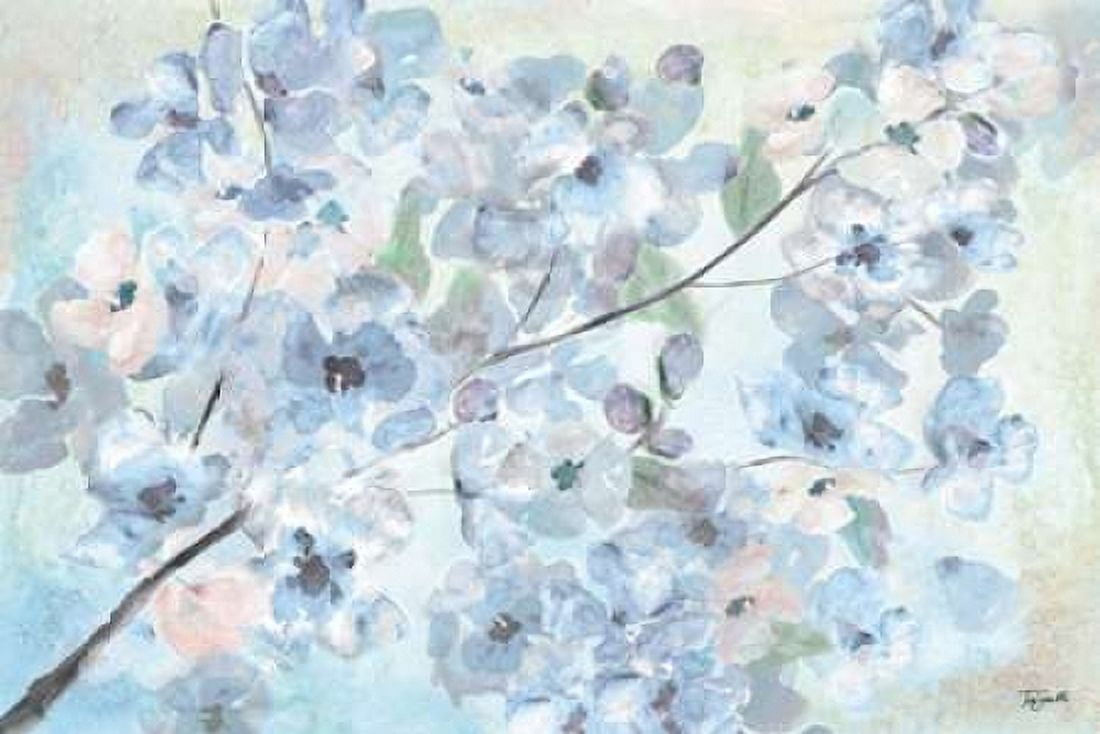 Watercolor Blue Blossoms Landscape Canvas Art - Tre Sorelle Studios (12 x 18)