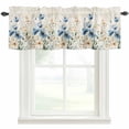 thumbnail image 1 of Watercolor Blue Brown Flowers Window Valance Curtain Wildflower Vintage Rod Pocket Short Curtain for Living Room, Bedroom & Kitchen Window Decor 42x12in, 1 of 8
