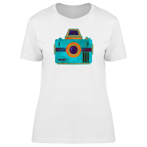 Watercolor Blue Camera T-Shirt Women -Image by Shutterstock, Female Large