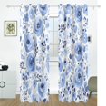 thumbnail image 1 of Watercolor Blue Floral Blackout Curtains, 55W x 72/84L Living Room Bedroom Curtains, Heat Insulation and Sun Protection, 2-Pack, 1 of 6