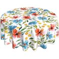 thumbnail image 1 of Watercolor Blue Floral Tablecloth 60 Inch Round Spring Summer Flower Table Cloth Washable Polyester Table Cove for Picnic Camping Holiday Dining Room Kitchen Decor Indoor Outdoor Party Decoration, 1 of 6