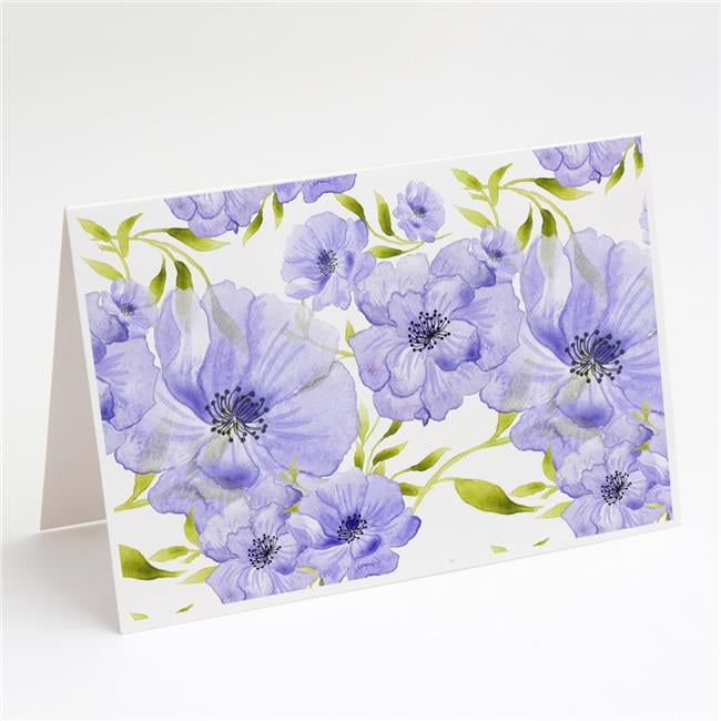 Watercolor Blue Flowers Greeting Cards & Envelopes - Pack of 8