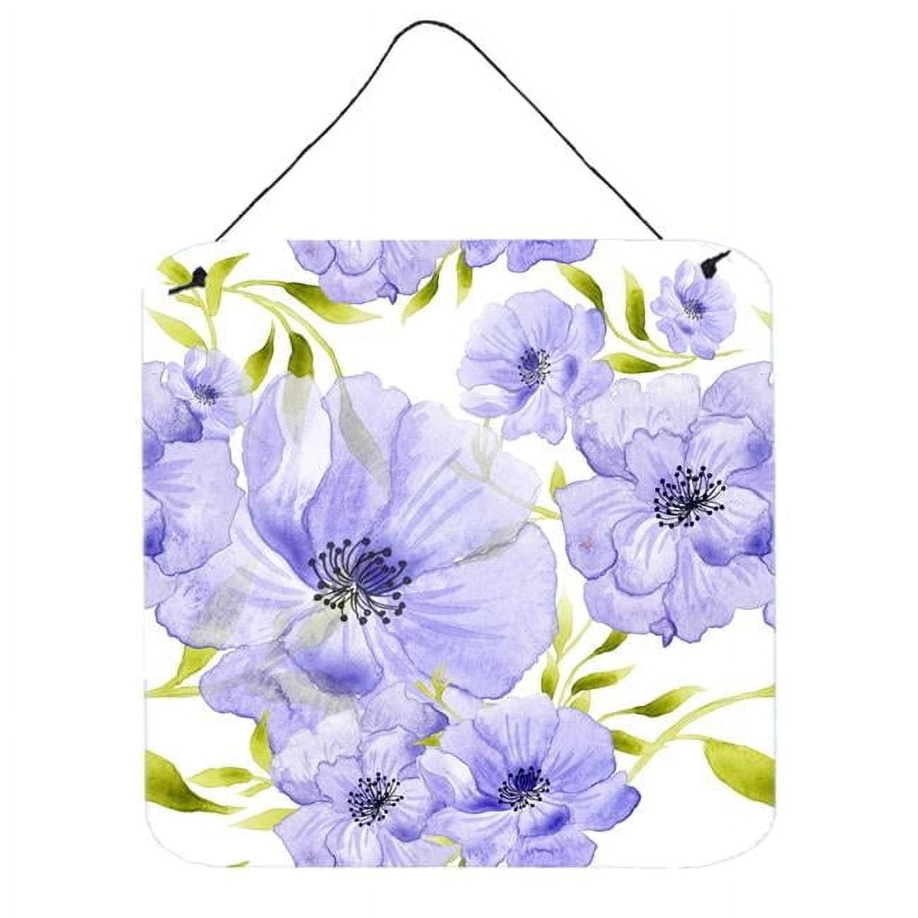6" x 6" Blue Floral Aluminum Wall Hanging Print