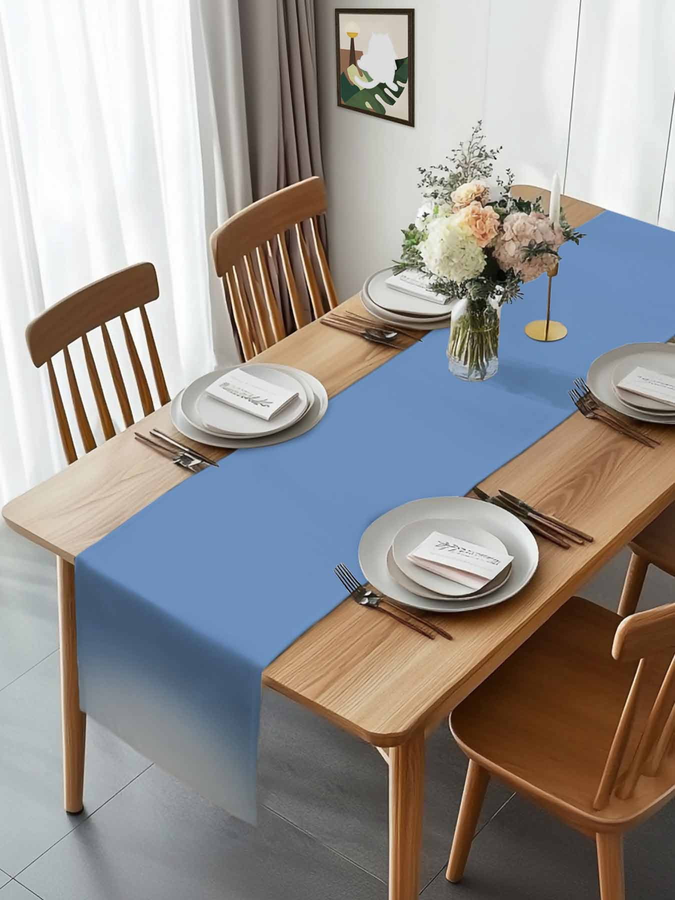 Watercolor Blue Gradient Table Runner 90 Inches Long, Minimalist Style Table Runners Tabletop Scarf Kitchen Dining Tables Decoration for Home Party Indoor Outdoor