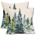 thumbnail image 1 of Watercolor Blue Green Tree Pillow Covers 18X18 Inch Set of 2 Nature Themed Christmas Decorative Pillow Cases Rustic Forest Pillowcase Home Decor for Living Room Couch Patio Sofa Porch Outdoor, 1 of 6
