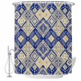 thumbnail image 1 of Watercolor Blue Grid Fabric Shower Curtain Rhombus Hand Drawn Washable Shower Curtains for Bathroom, Waterproof Bath Curtain with Hooks Home Decor 72x72in, 1 of 8