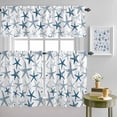 thumbnail image 1 of Watercolor Blue Marine Starfish Curtain Tier and Valance Set 3 Piece, Sea Star Ocean Life on White 3-inch Rod Pocket Window Tier Curtains Valance for Kitchen Living Room, 1 of 9