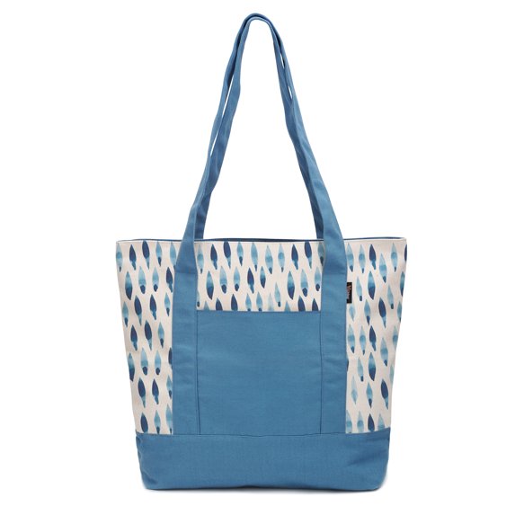 Watercolor Blue Rhombus-4 Print 100% Cotton Canvas Vintage Shoulder Bags WAS_13