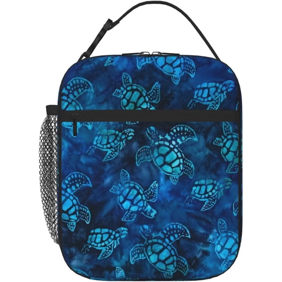 Watercolor Blue Sea Turtle Lunch Box Reusable Insulated Bag Containers
