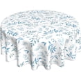 thumbnail image 1 of Watercolor Blue White Grey Leaves Round Tablecloth 60 Inch Teal Gray Woodland Leaf Table Clothes Spring Summer Waterproof Reusable Circle Table Cover for Picnic Party Dining Room Home Decor, 1 of 6