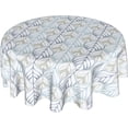 thumbnail image 1 of Watercolor Blue Yellow Floral Tablecloth Round 60 Inch Spring Rustic Sage Green Leaf Flower Decorative Table Cloth with Wrinkle Resistant for Home Kitchen Dining Table Outdoor Party Picnic, 1 of 1