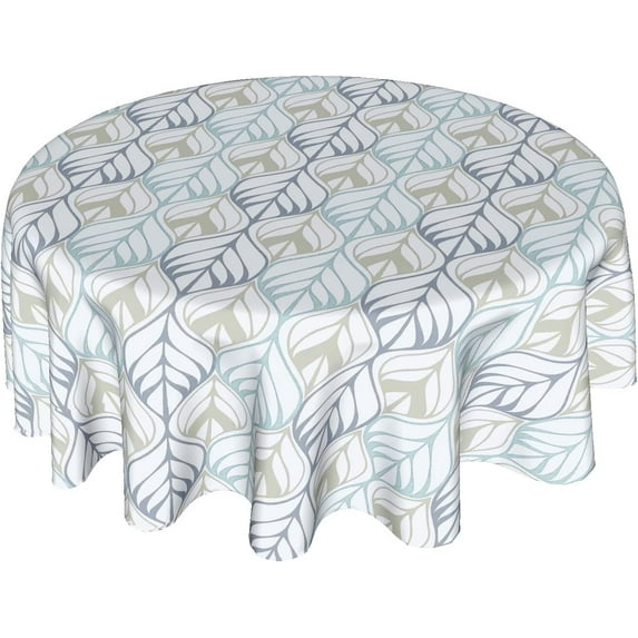 Watercolor Blue Yellow Floral Tablecloth Round 60 Inch Spring Rustic Sage Green Leaf Flower Decorative Table Cloth with Wrinkle Resistant for Home Kitchen Dining Table Outdoor Party Picnic