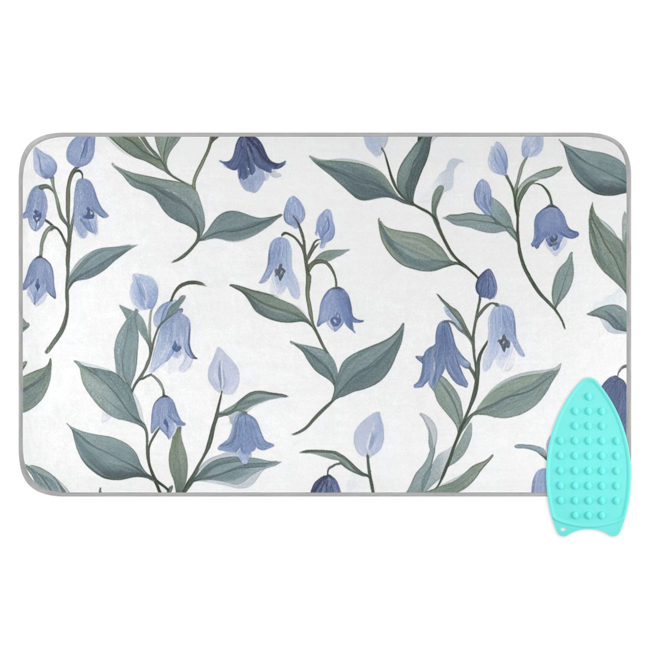 Watercolor Bluebell Flowers Ironing Mat Blanket Portable Travel Ironing Pad Heat Resistant Pad 47.2" x 27.6”