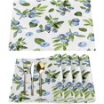 thumbnail image 1 of Watercolor Blueberry Leaves Placemats Set of 6 Fabric Placemats Square Placemat for Kitchen Table Heat Resistant, Easy to Clean Table Placemats 12x18 Inch, 1 of 5