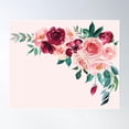 thumbnail image 1 of Watercolor Boho Pink Red Burgundy Rose Flower Corner Poster Wall Art, Modern Wall Decor For Living Room Bedroom, 12x18 UNFRAMED, 1 of 3